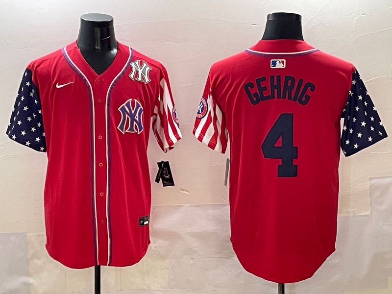 Men New York Yankees 4 Gehrig Red a generation of national flags Jointly Name 2025 Nike MLB Jersey style 8